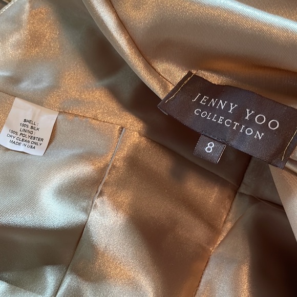 Jenny Yoo Silk Strapless Gold Gown with Back Bustle - Picture 4 of 11